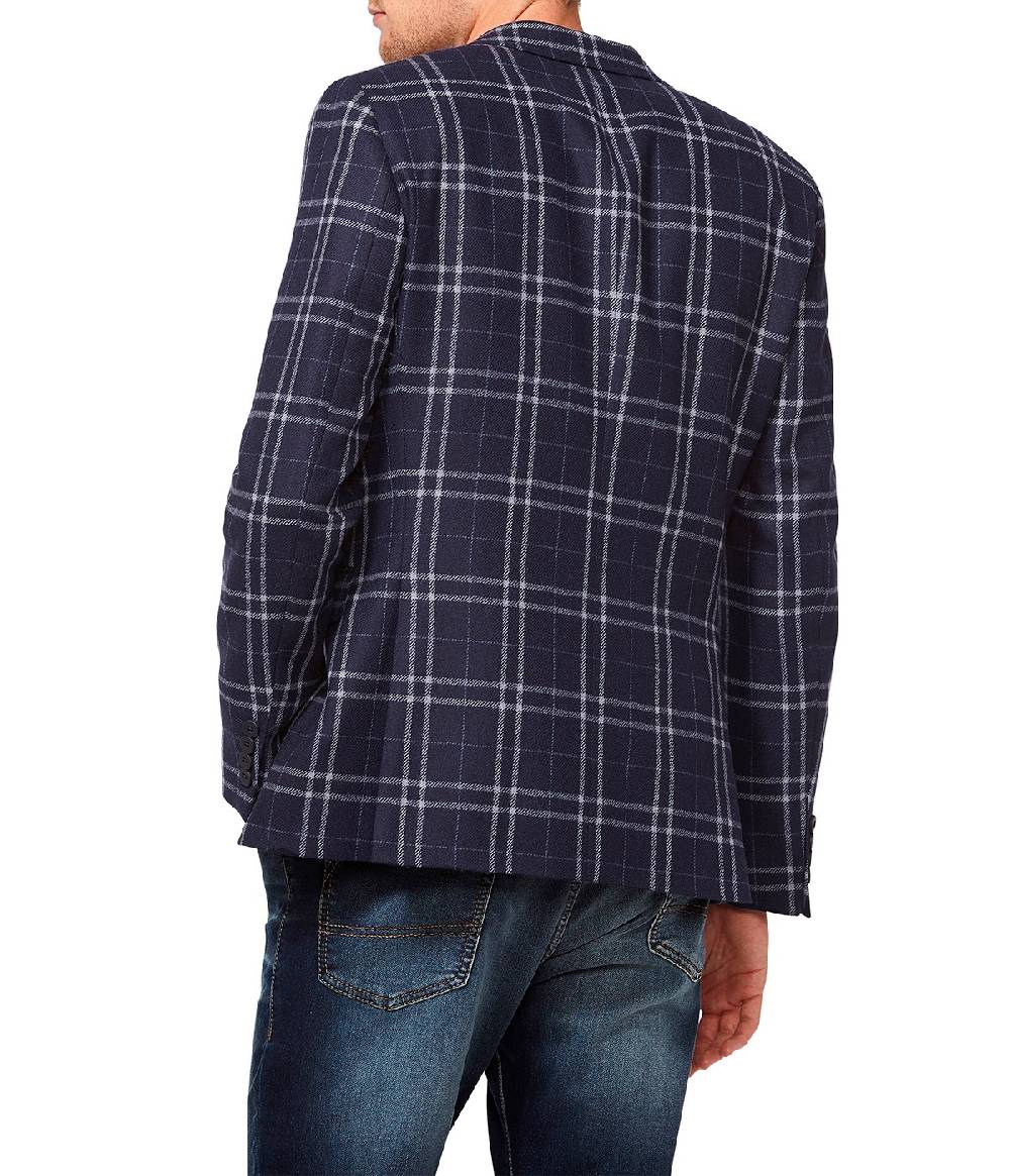 Digel Giacca Moda Slim Fit Digel In Misto Lana Blu A Quadri