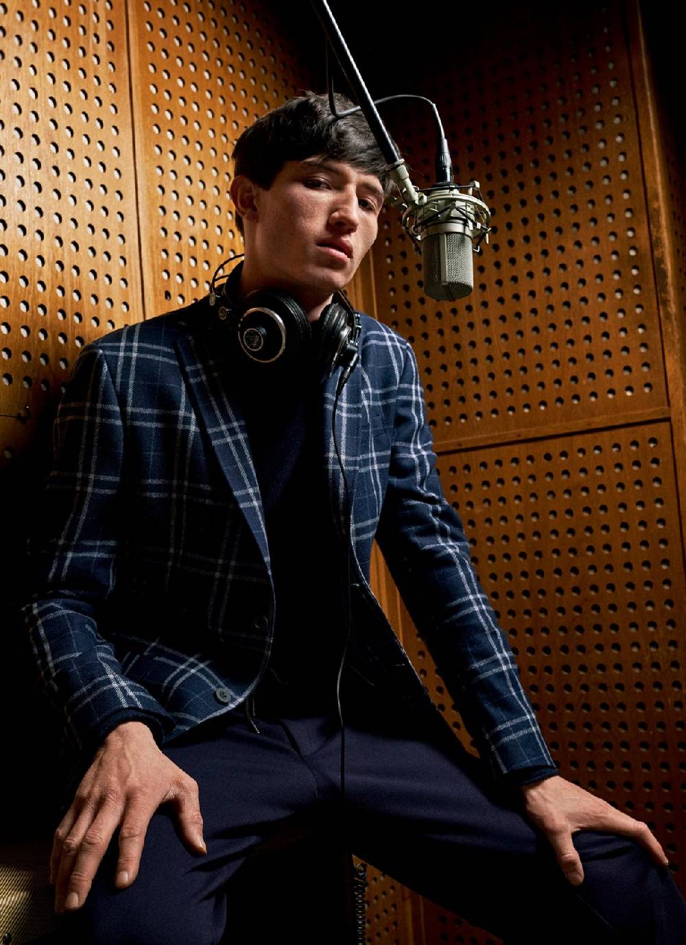 Digel Giacca moda slim fit digel in misto lana blu a quadri