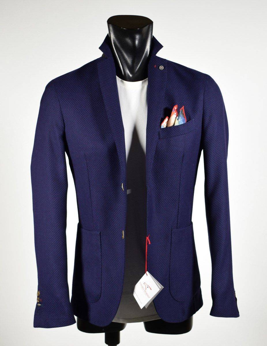 Falko Rosso Giacca Slim Fit Blu Sfoderata Falko Rosso Misto Viscosa