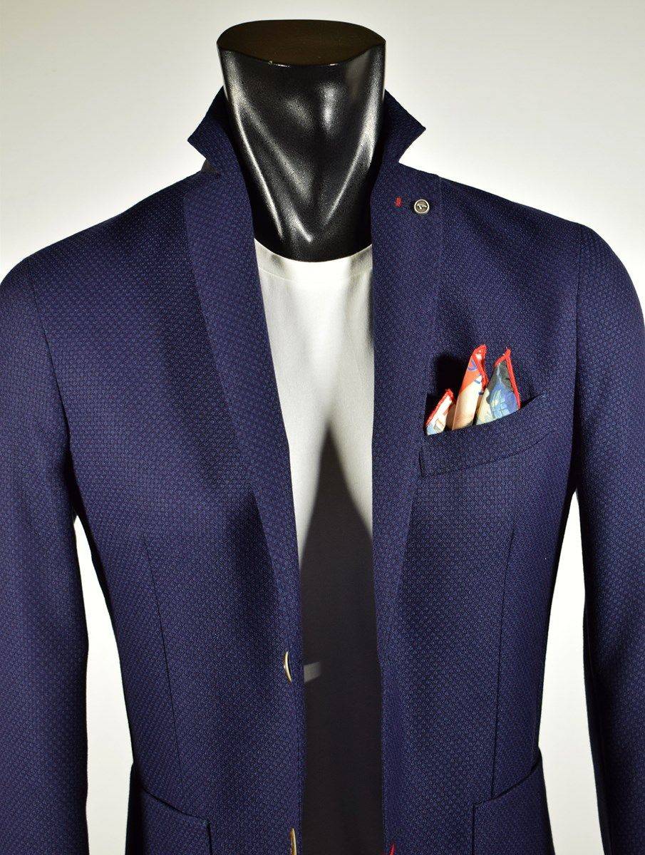 Falko Rosso Giacca Slim Fit Blu Sfoderata Falko Rosso Misto Viscosa