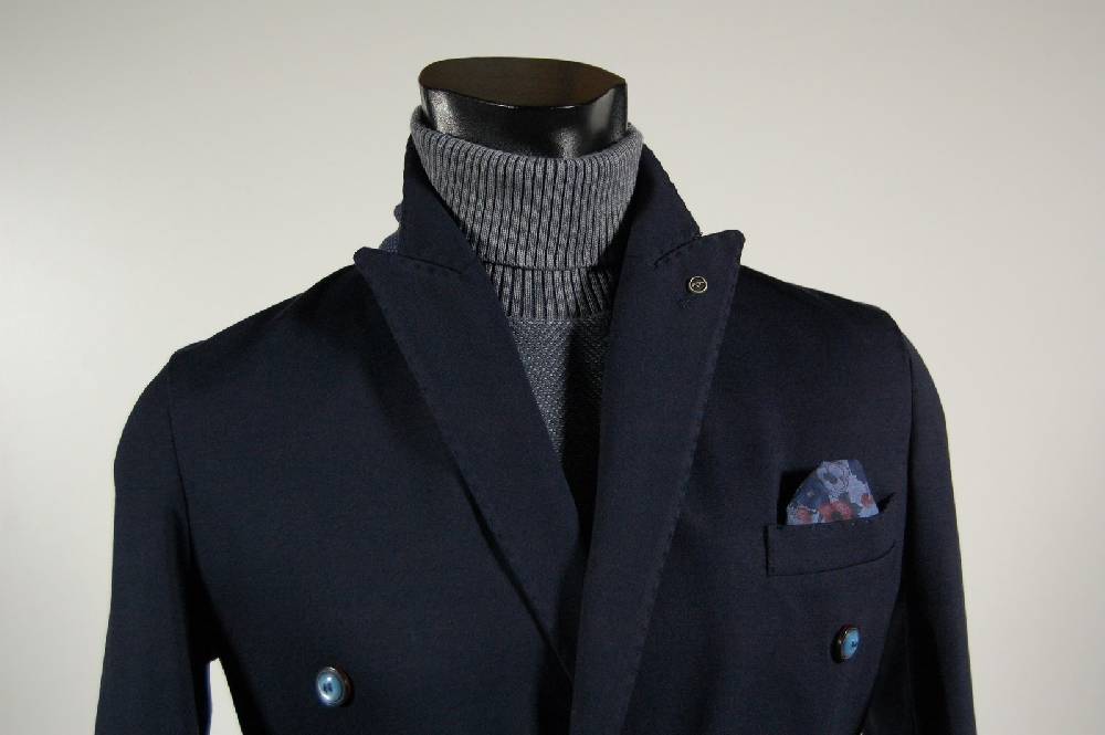 Falko Rosso Giacca Slim Fit Stretch Moda Doppiopetto Blu Falko Rosso