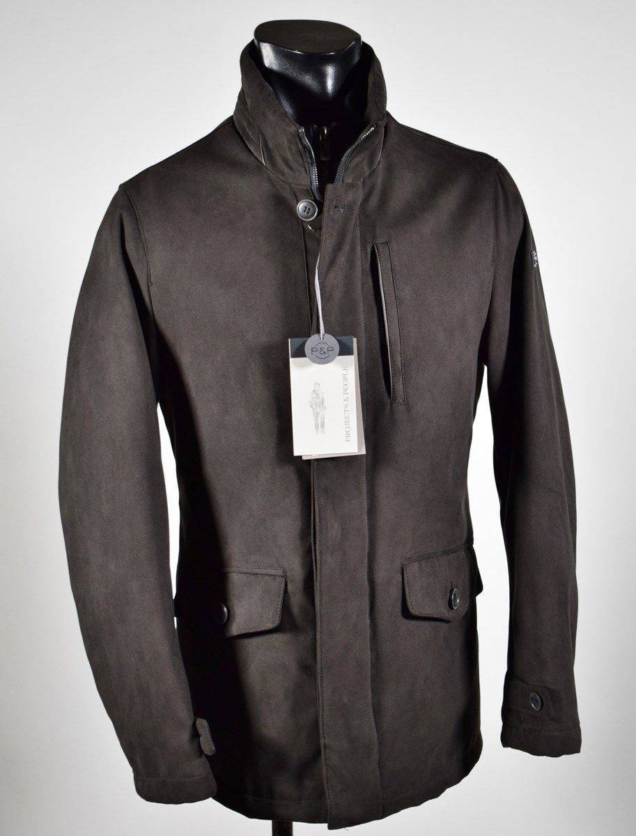 Projects & People Giaccone Marrone In Eco Camoscio Con Pettorina Staccabile