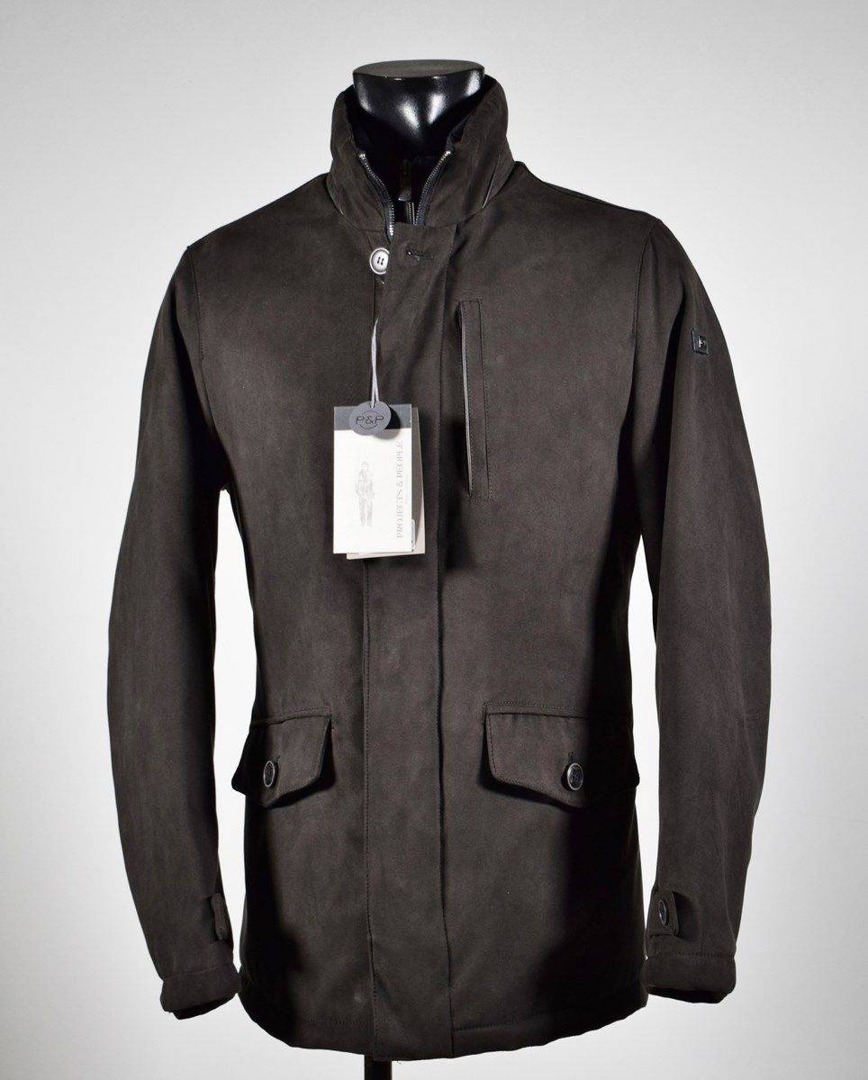 Projects & People Giaccone marrone in eco camoscio con pettorina staccabile