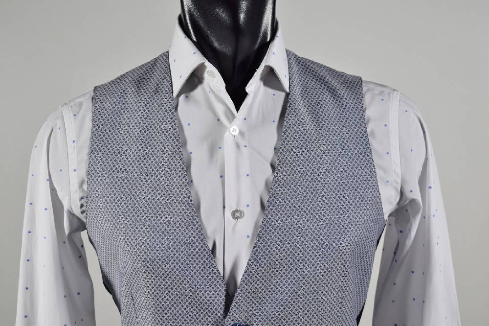 John Barritt Gilet In Cotone Stretch John Barritt Micro Fantasia Blu