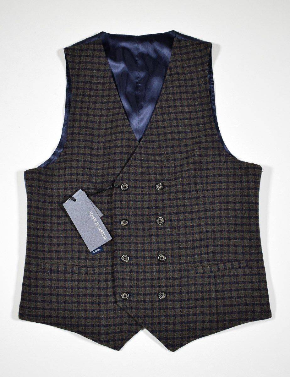 John Barritt Gilet John Barritt Doppio Petto Slim Fit Fantasia A Quadri Blu Verde