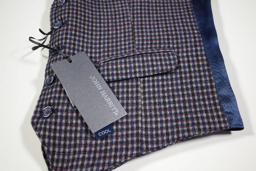 John Barritt Gilet John Barritt Slim Fit Fantasia A Quadri Blu E Bordeaux Misto Lana