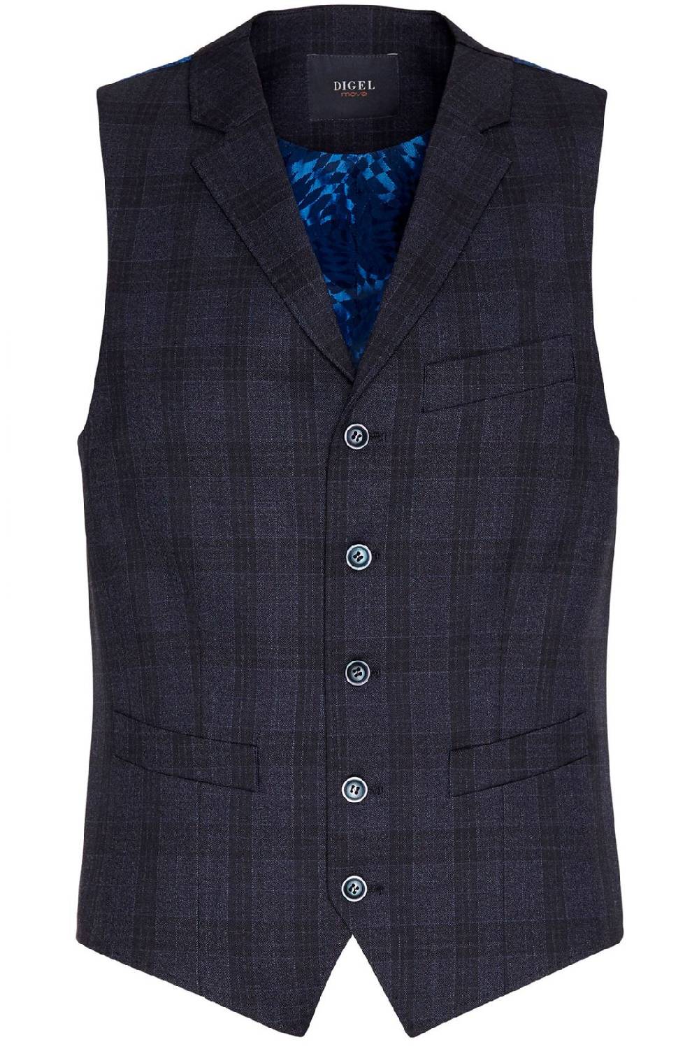 Digel Gilet Panciotto Moda Digel Blu A Quadri Fantasia Principe Di Galles