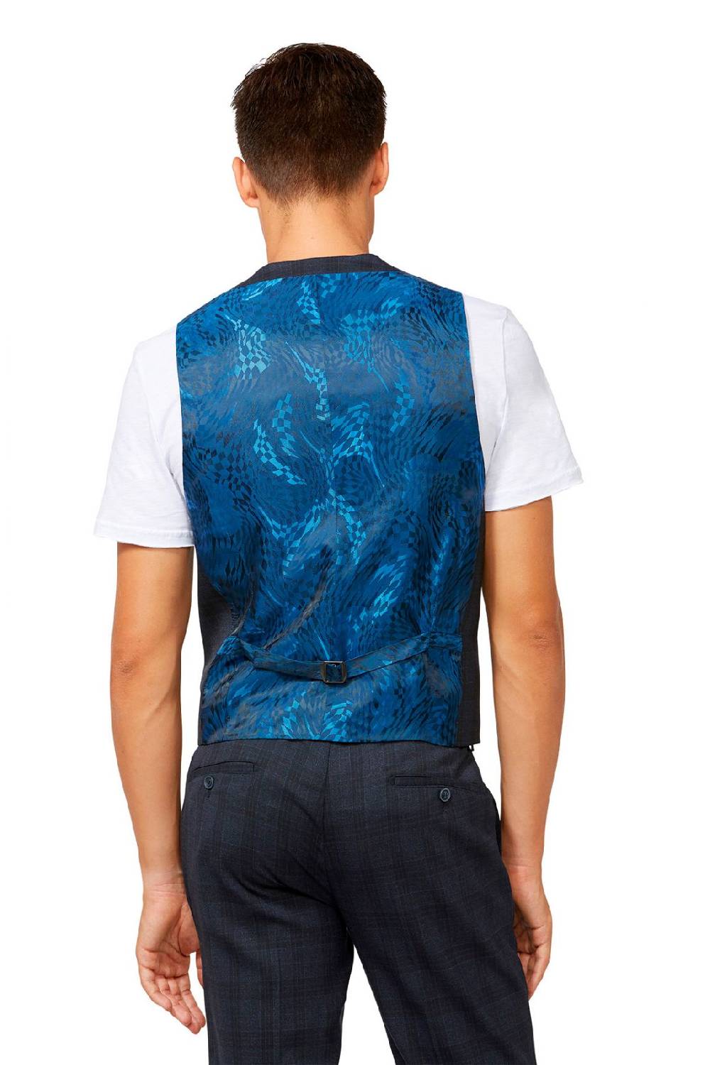 Digel Gilet Panciotto Moda Digel Blu A Quadri Fantasia Principe Di Galles