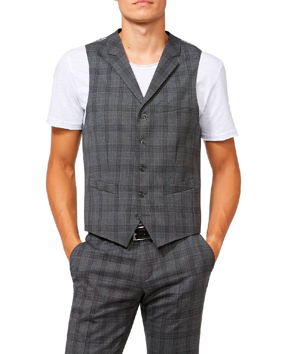 Digel Gilet Panciotto Moda Digel Grigio A Quadri Fantasia Principe Di Galles