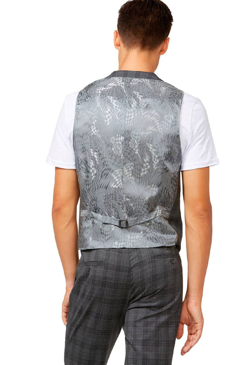 Digel Gilet Panciotto Moda Digel Grigio A Quadri Fantasia Principe Di Galles