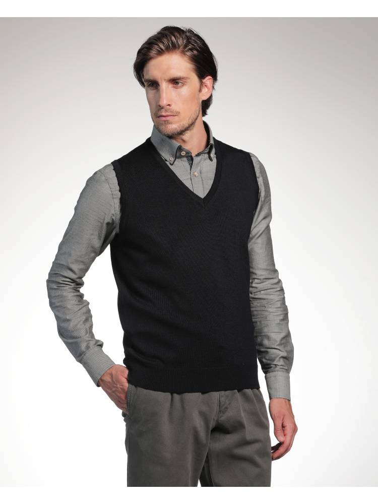 Montechiaro Gilet scollo a v montechiaro in misto lana pettinata modern fit