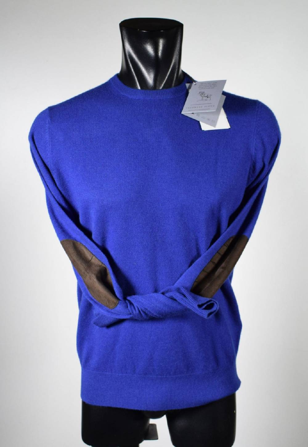 Cavalieri Milano Girocollo Azzurro Con Toppe In Ecopelle