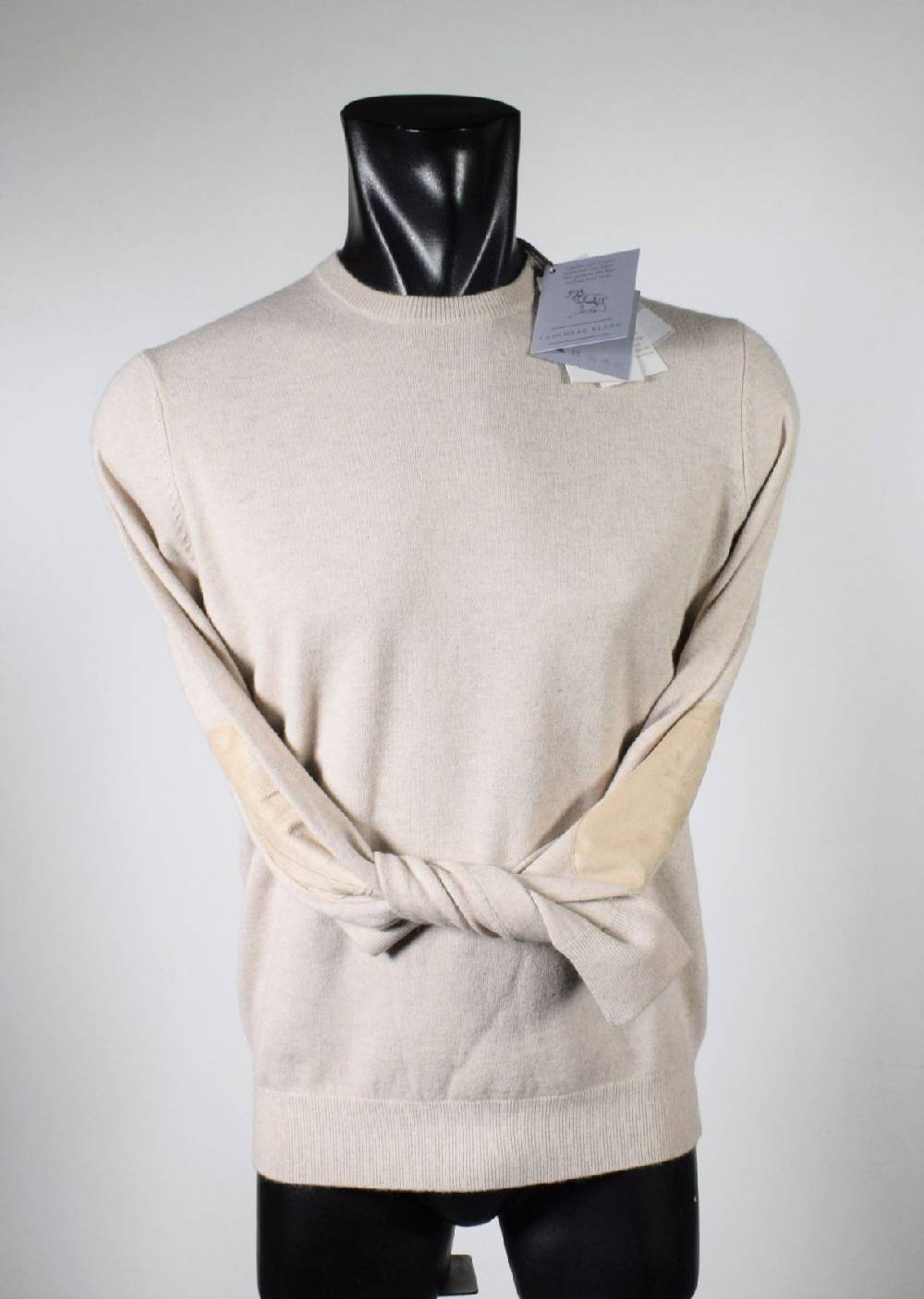 Cavalieri Milano Girocollo Beige Con Toppe In Ecopelle