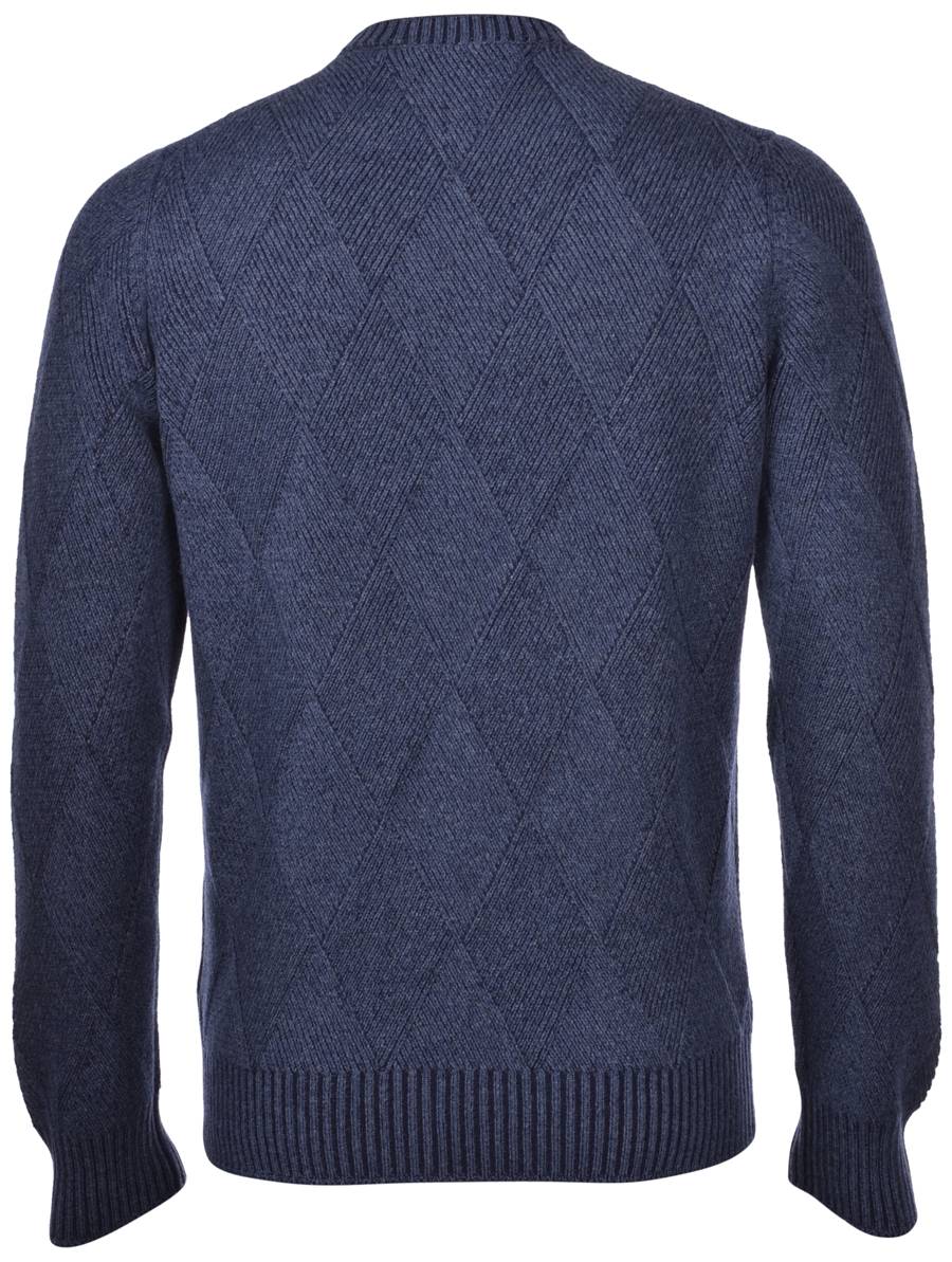 Gran Sasso Girocollo Blu Gran Sasso Misto Cashmere Lavorazione Vanisè A Rombi