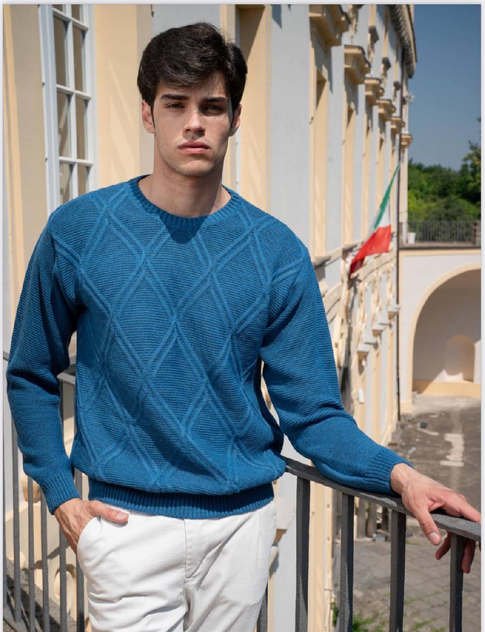 Manuel Garcia Girocollo Manuel Garcia Blu In Misto Lana