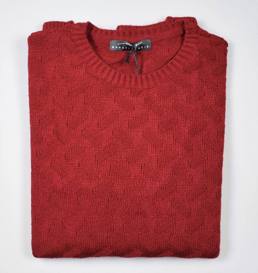 Manuel Garcia Girocollo Manuel Garcia Bordeaux Intarsio Unito