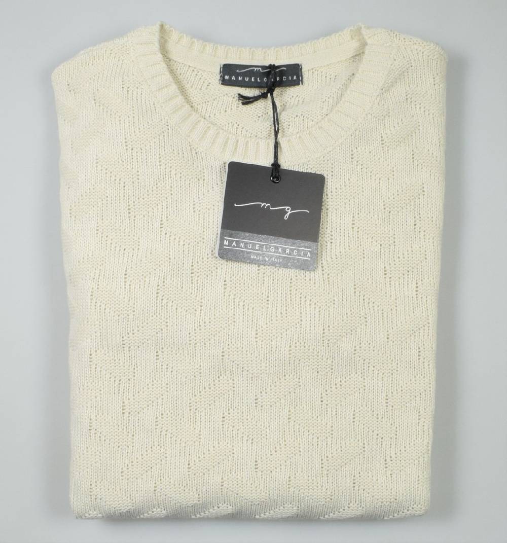 Manuel Garcia Girocollo Manuel Garcia Ecru Intarsio Unito