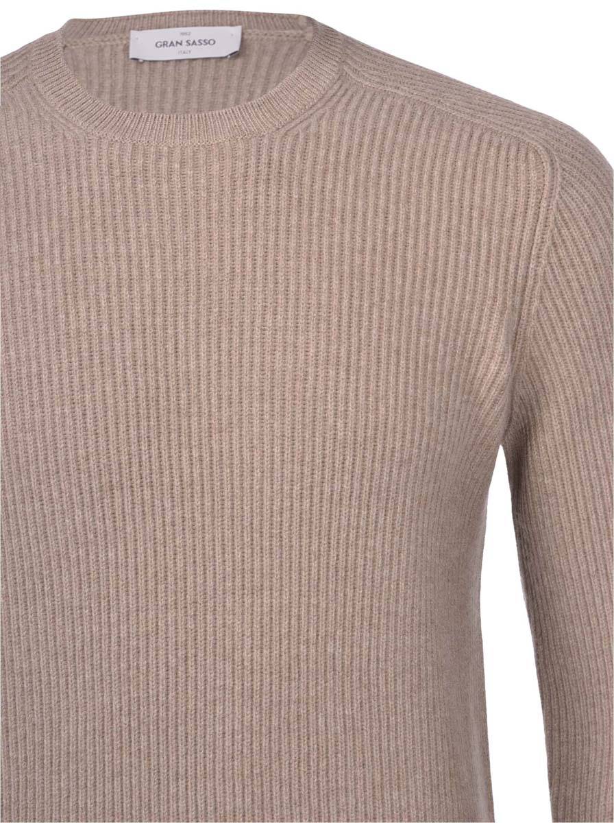 Gran Sasso Girocollo Nocciola Gran Sasso Lana Cashmere Lavorazione A Coste