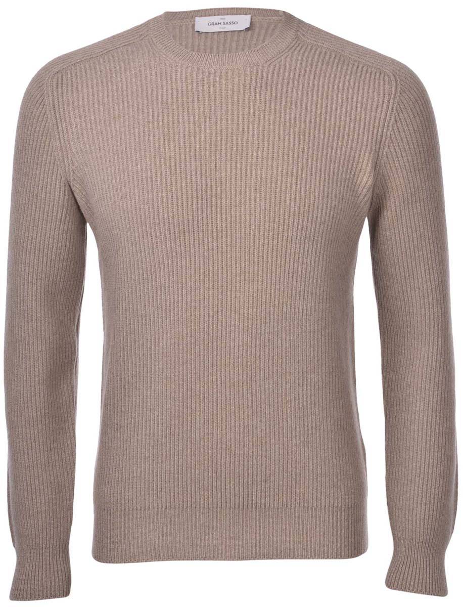 Gran Sasso Girocollo nocciola gran sasso lana cashmere lavorazione a coste