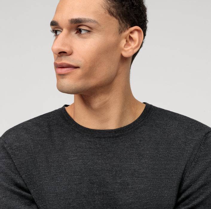 Olymp Girocollo Olymp Grigio Antracite Lana Merinos Regular Fit