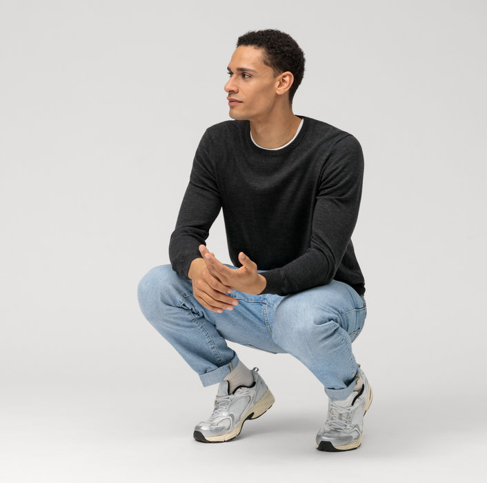 Olymp Girocollo Olymp Grigio Antracite Lana Merinos Regular Fit