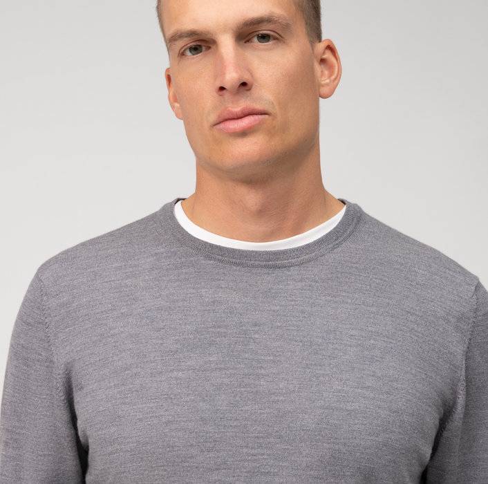 Olymp Girocollo Olymp Grigio Medio Lana Merinos Regular Fit
