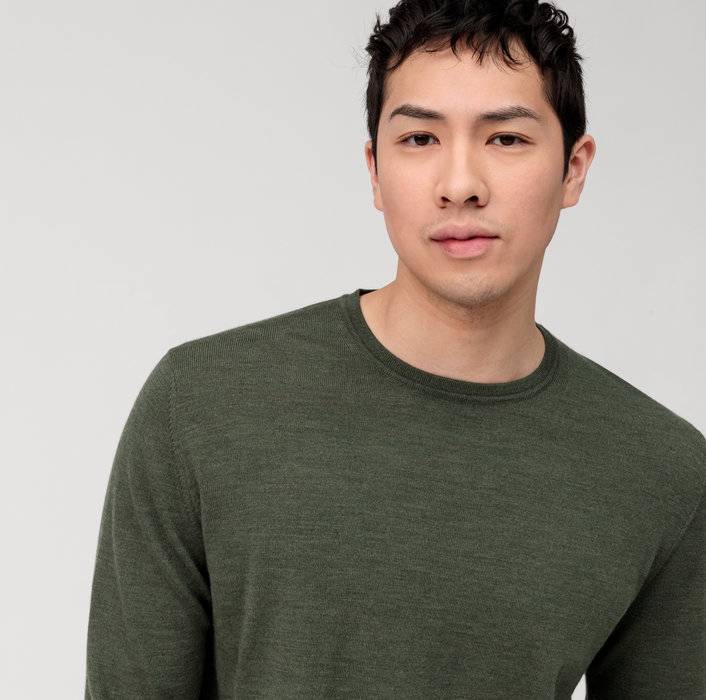 Olymp Girocollo Olymp Verde Lana Merinos Regular Fit