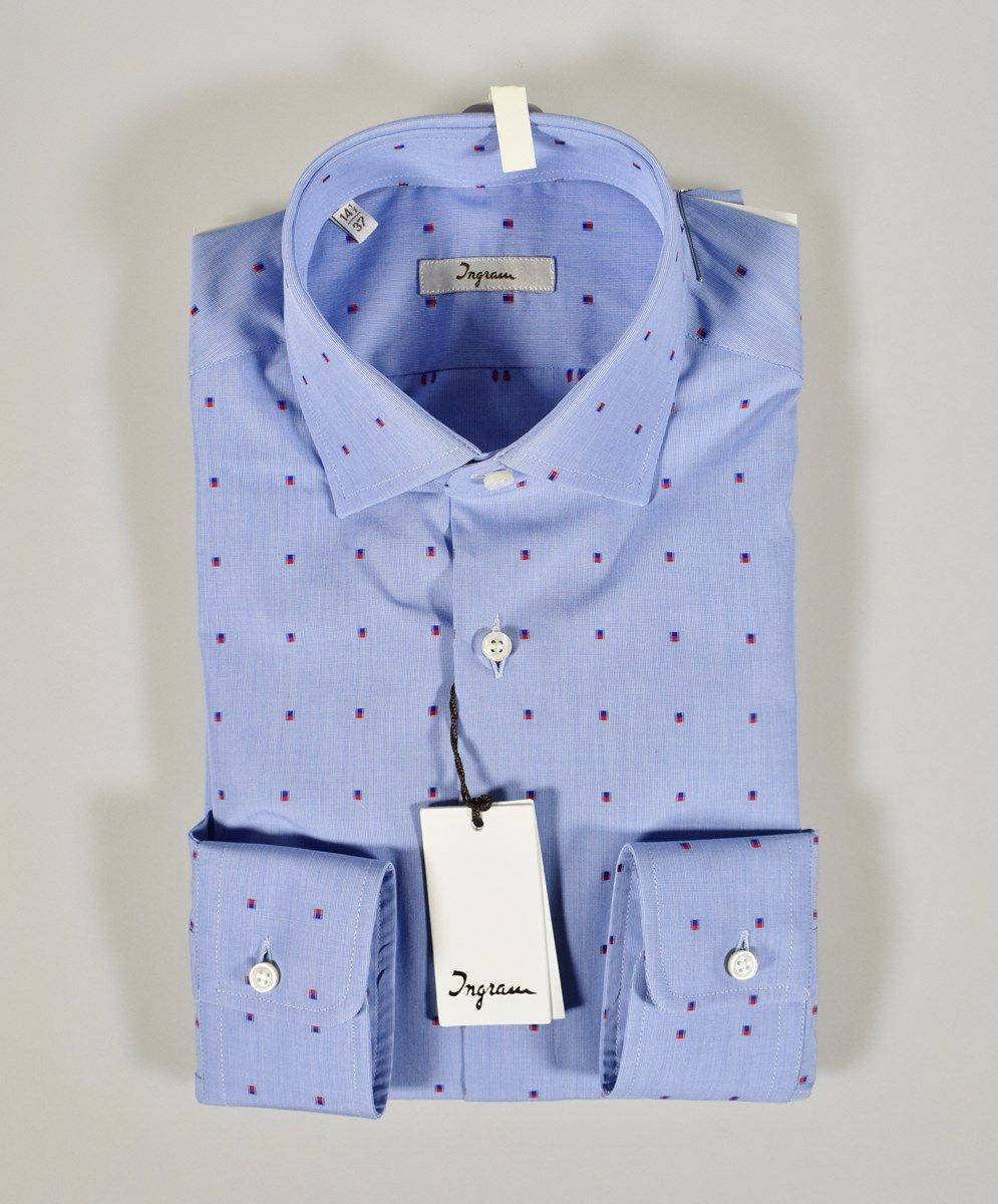 Ingram Camicia Azzurra Ingram Slim Fil Coupè