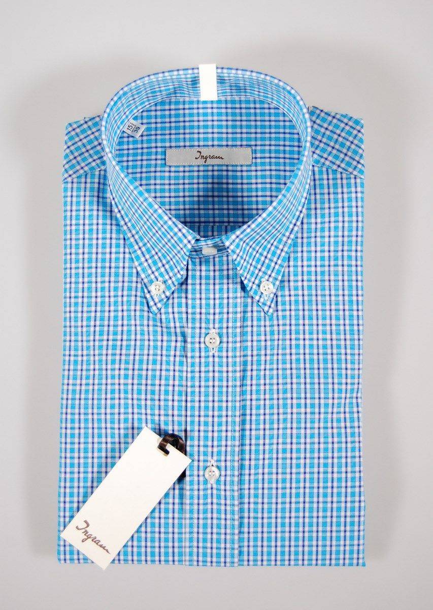 Ingram Camicia Ingram A Quadri Azzurro Button Down