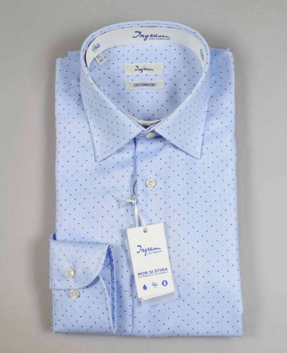 Ingram Camicia Ingram Celeste No Stiro Classic Fit