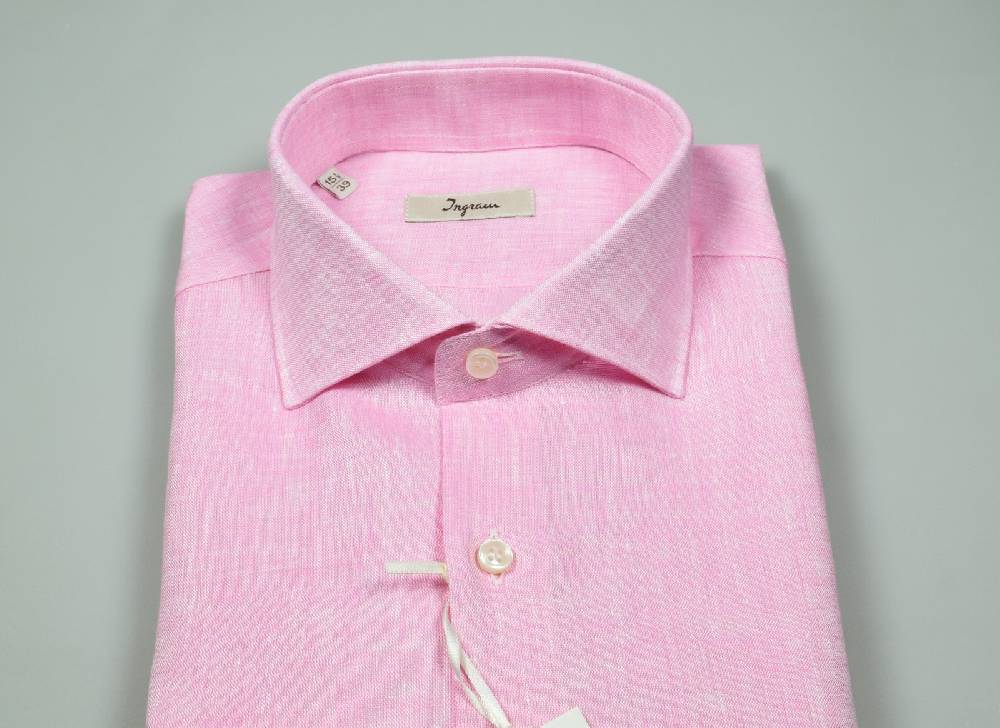 Ingram Camicia Ingram Rosa In Puro Lino Slim Fit