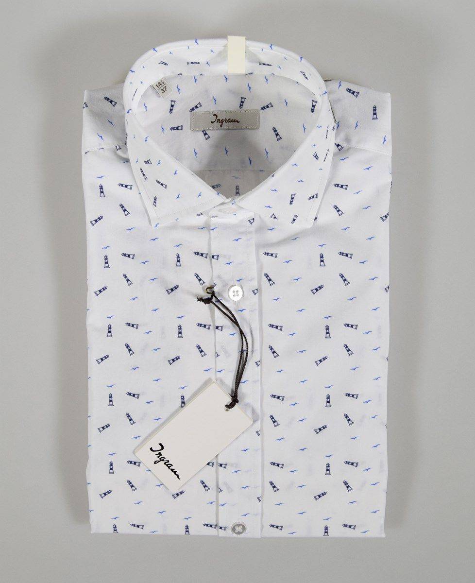 Ingram Camicia Ingram Slim Fit Stampa Azzurra Blu