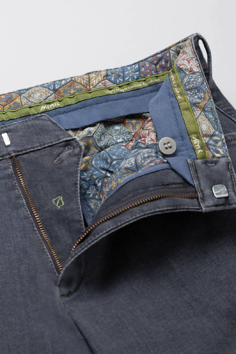 Meyer Jeans Meyer Grigio Medio Modern Fit Cotone Denim Biologico