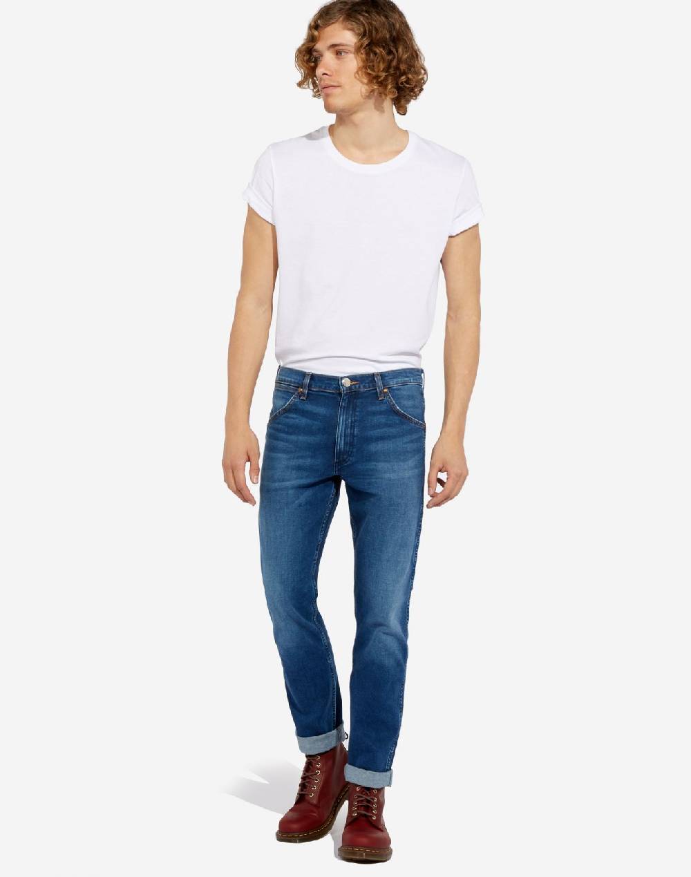 Wrangler Jeans Wrangler Slim Fit A Vita Alta Denim Stretch