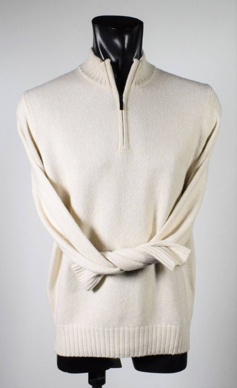 Cavalieri Milano Lupetto beige con zip lana cashmere e seta classic fit