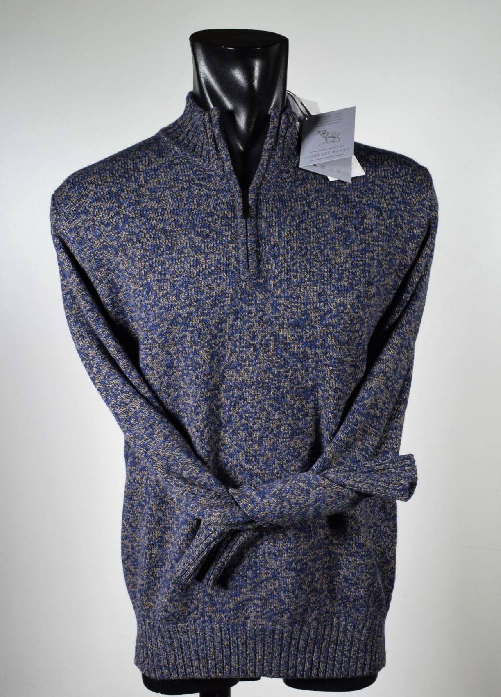 Cavalieri Milano Lupetto Marrone Con Zip Lana Cashmere E Seta Classic Fit