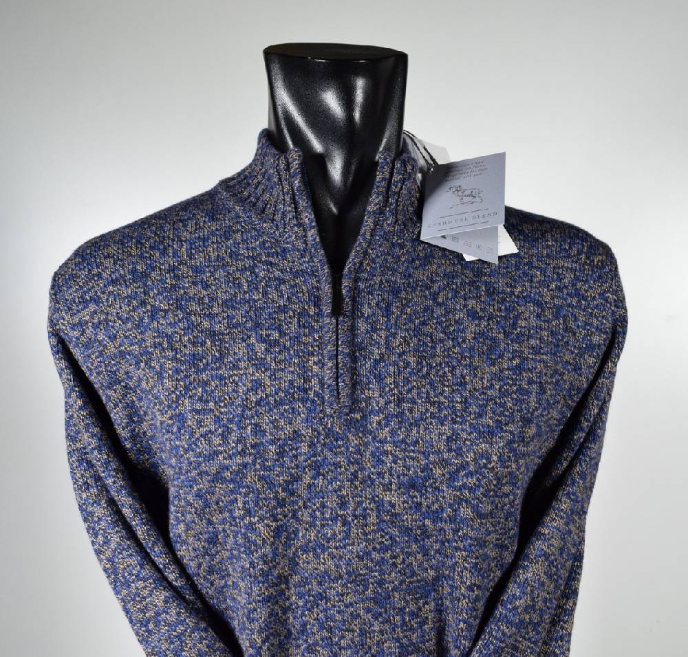 Cavalieri Milano Lupetto Marrone Con Zip Lana Cashmere E Seta Classic Fit