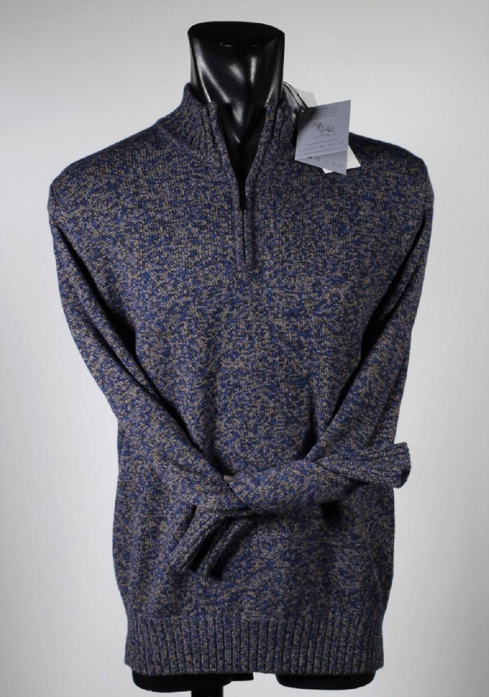 Cavalieri Milano Lupetto marrone con zip lana cashmere e seta classic fit