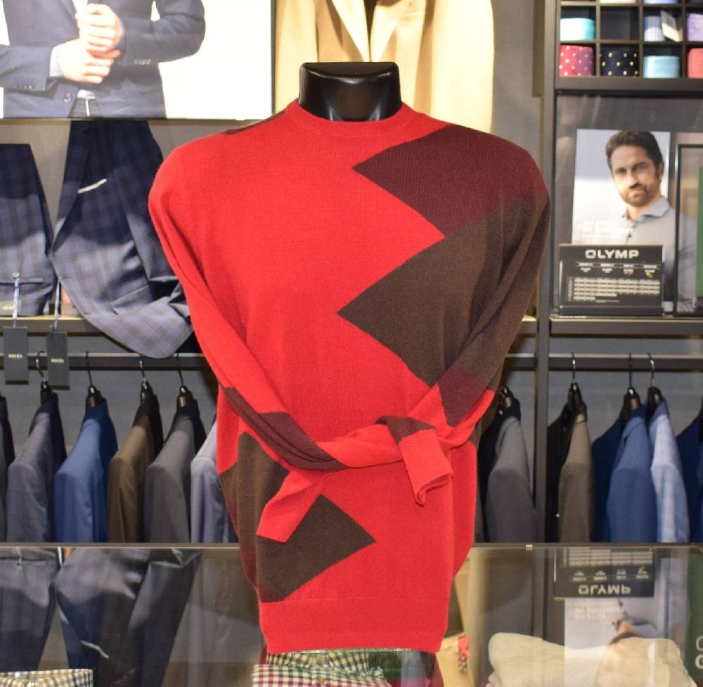 Cavalieri Milano Maglione Cavalieri Misto Cashmere Girocollo Modern Fit Intarsio Bordeaux