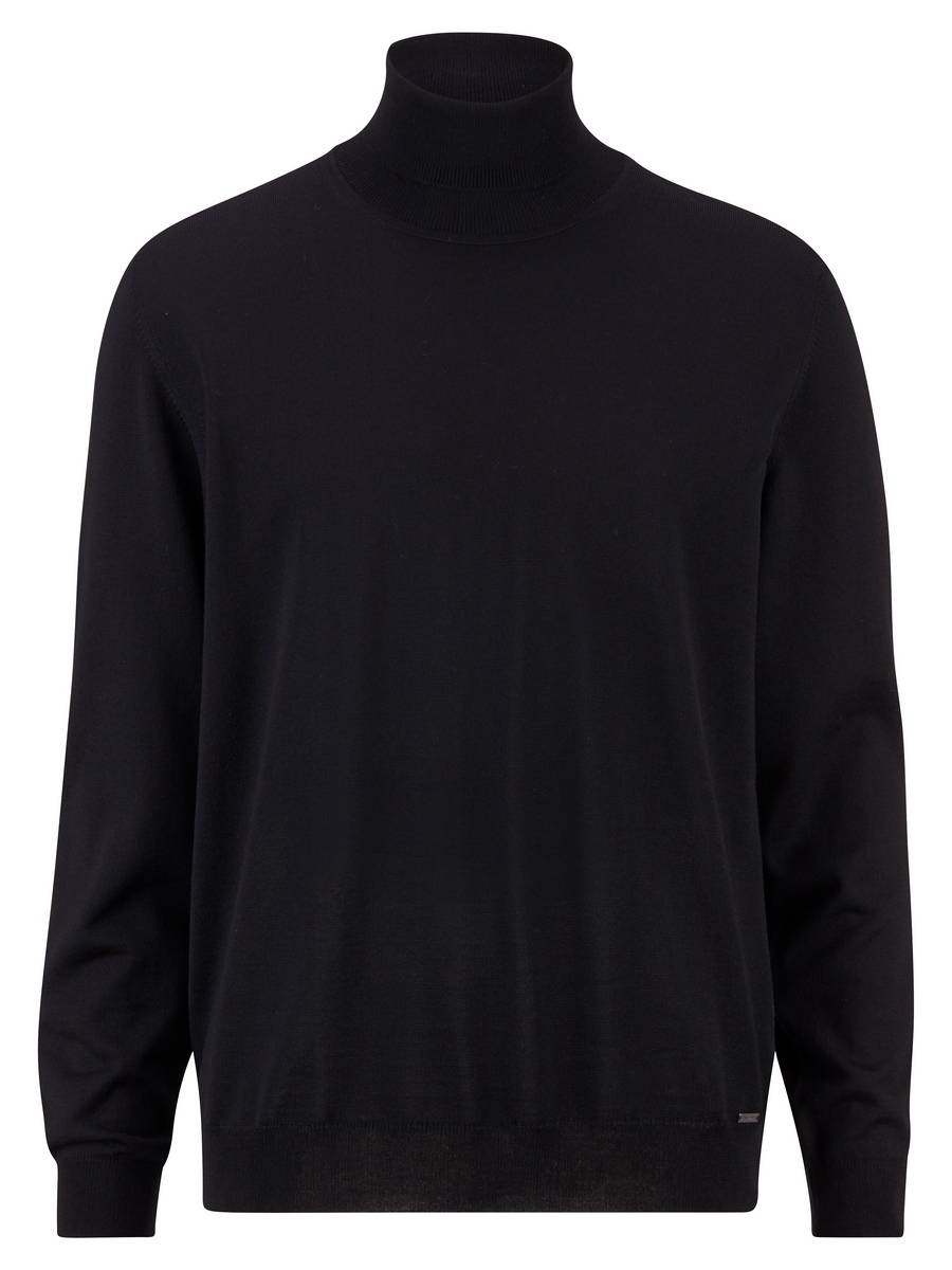 Olymp Maglione Dolcevita Nero Olymp In Lana Merino Extra Fine