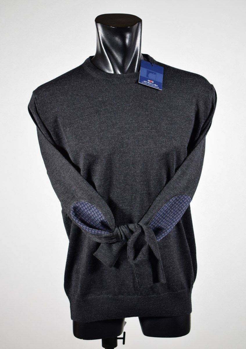 MG Maglione Giro Collo Con Toppe In Lana Pettinata Mg Boys In Quattro Colori
