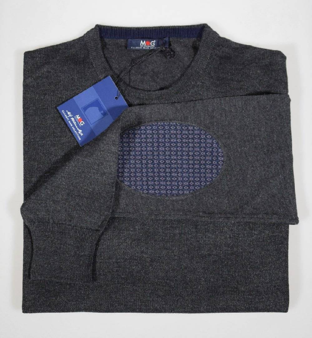 MG Maglione giro collo con toppe in lana pettinata mg boys in quattro colori