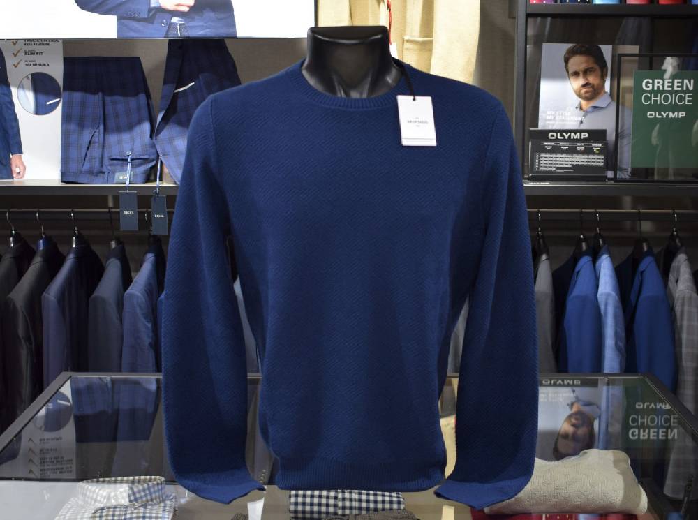 Gran Sasso Maglione Girocollo Gran Sasso Blu Lana Merinos Extrafine