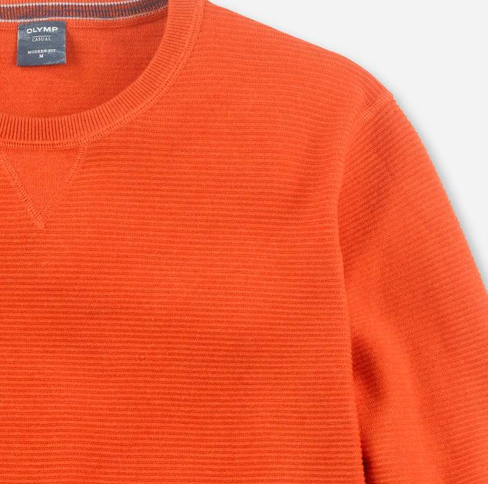 Olymp Maglione Girocollo Olymp Arancio In Cotone Bio Modern Fit