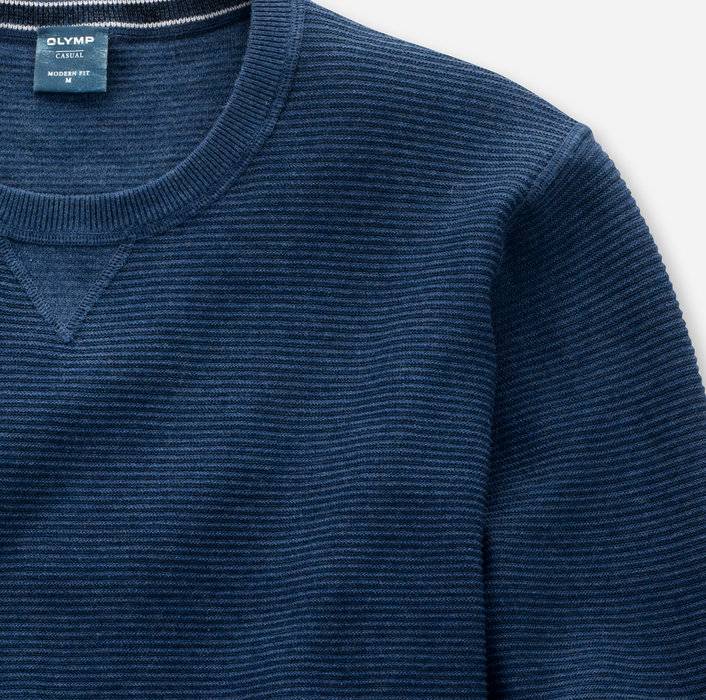 Olymp Maglione Girocollo Olymp Blu Marine In Cotone Bio Modern Fit