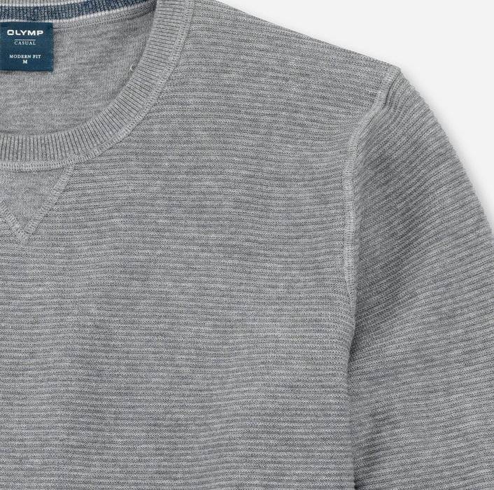 Olymp Maglione Girocollo Olymp Grigio In Cotone Bio Modern Fit
