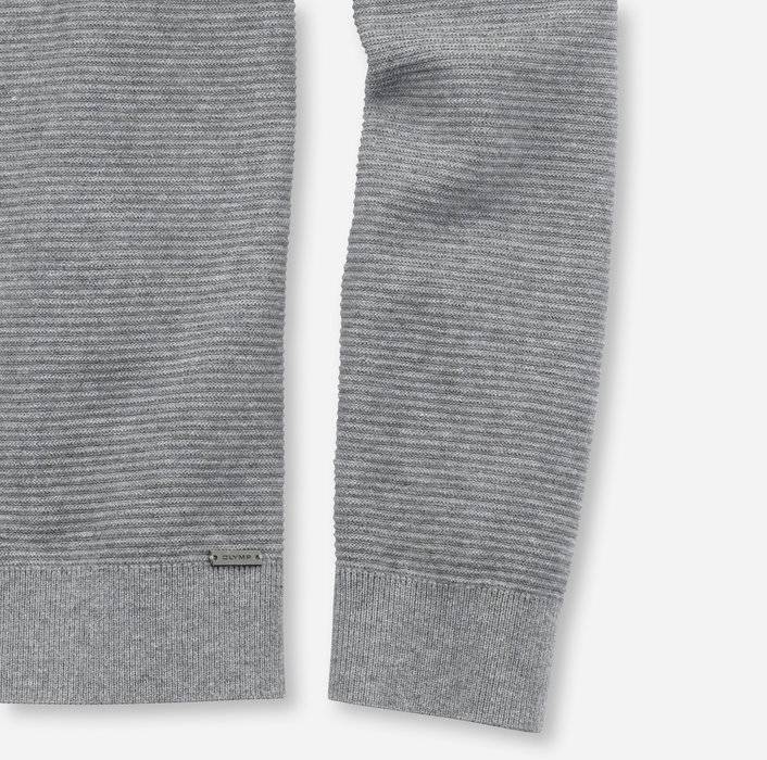 Olymp Maglione Girocollo Olymp Grigio In Cotone Bio Modern Fit