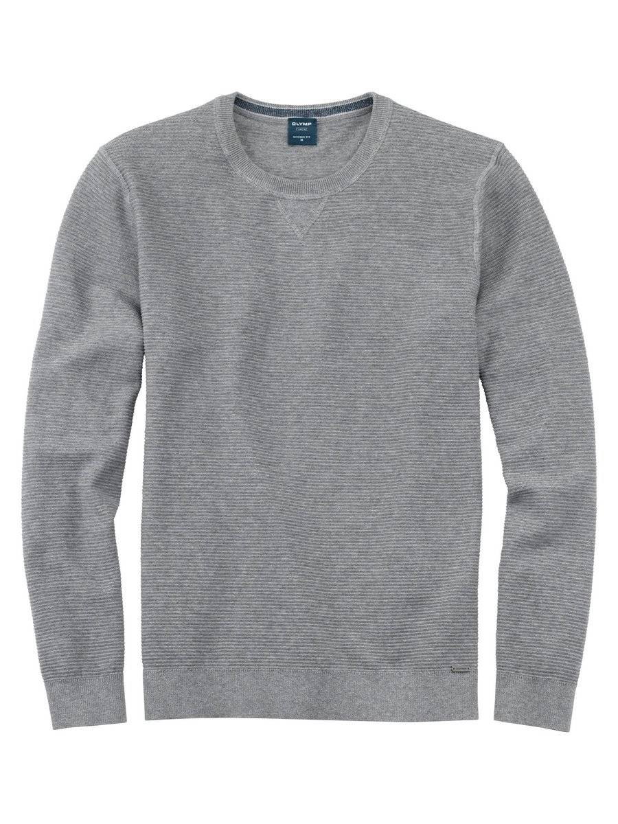 Olymp Maglione girocollo olymp grigio in cotone bio modern fit