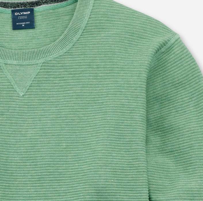 Olymp Maglione Girocollo Olymp Verde Chiaro In Cotone Bio Modern Fit