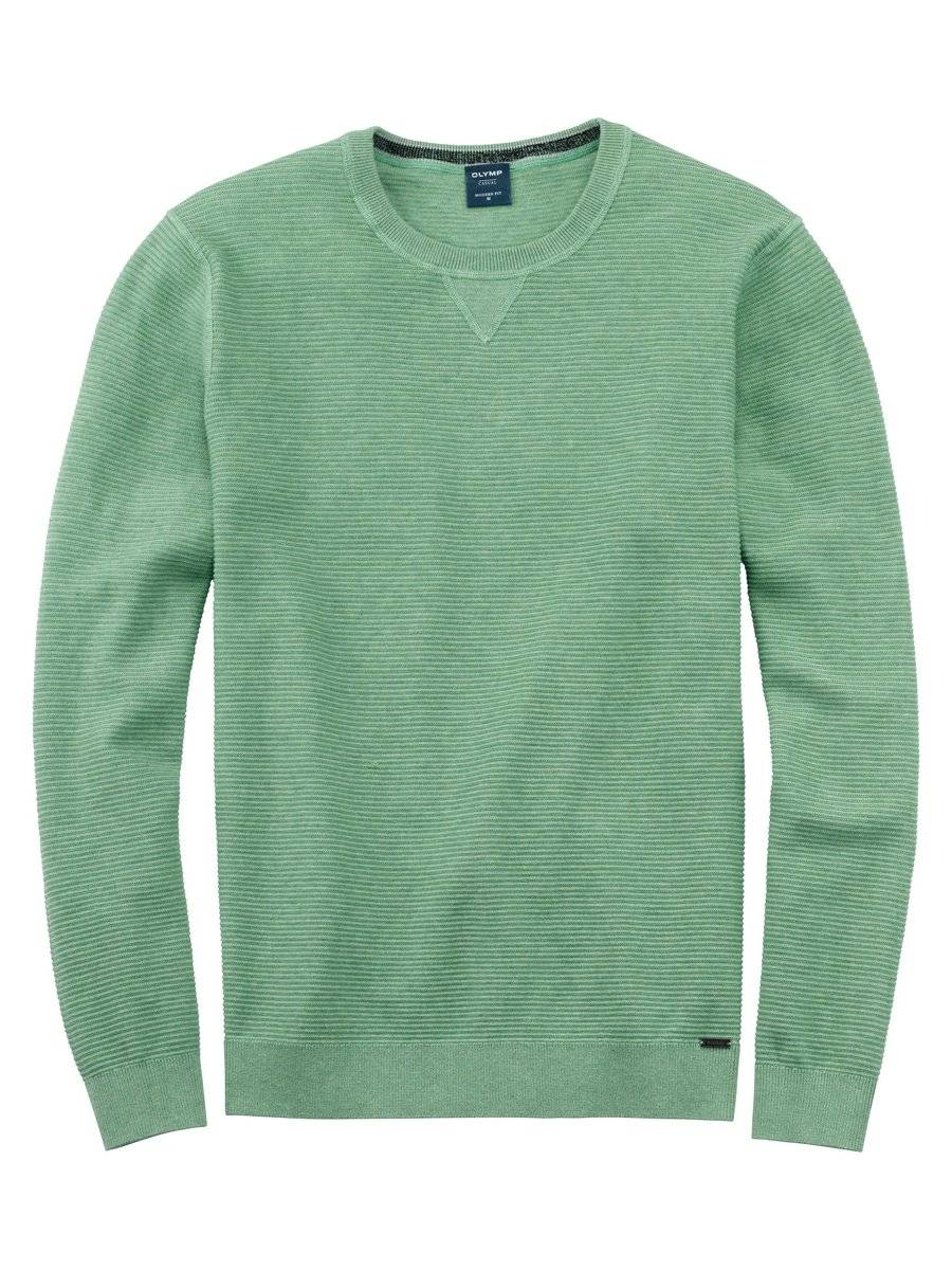 Olymp Maglione girocollo olymp verde chiaro in cotone bio modern fit